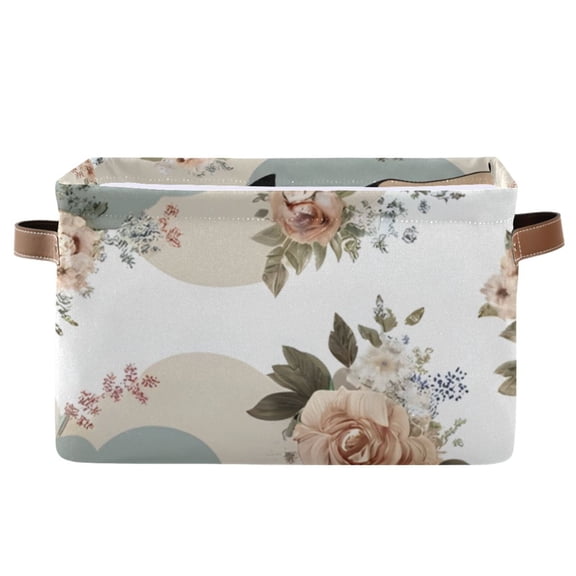 Deers with Flowers Storage Bins Baskets With Handles Storage Box Clothes Organizer Organization Toys