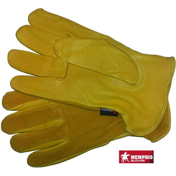 Deerskin Leather Palm Gloves with Split Leather Back (PAIR) Med