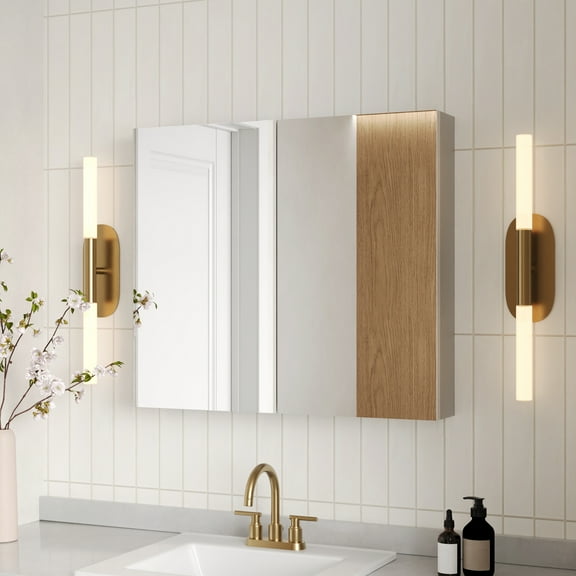 Deervalley 30 in. W x 26 in. H Rectangular Aluminum Double-Door Surface Mount Bathroom Medicine Cabinet with Mirror