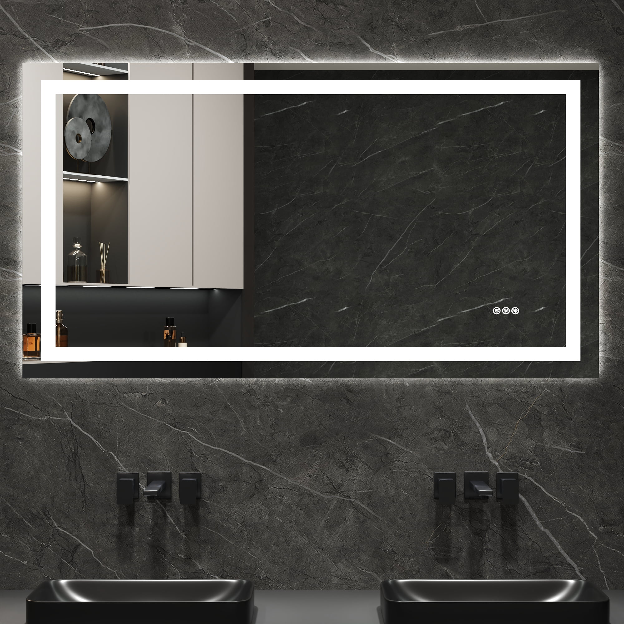Deervalley 55"X 30" LED Bathroom Mirror With Lights, 1.5X Anti-Fog, Front And Backlit Frameless LED Mirror
