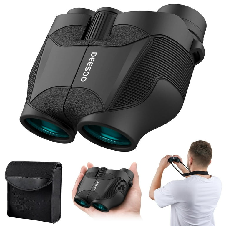 Deesoo 12x25 Compact Binoculars, Clear Weak Light Vision, 10mm