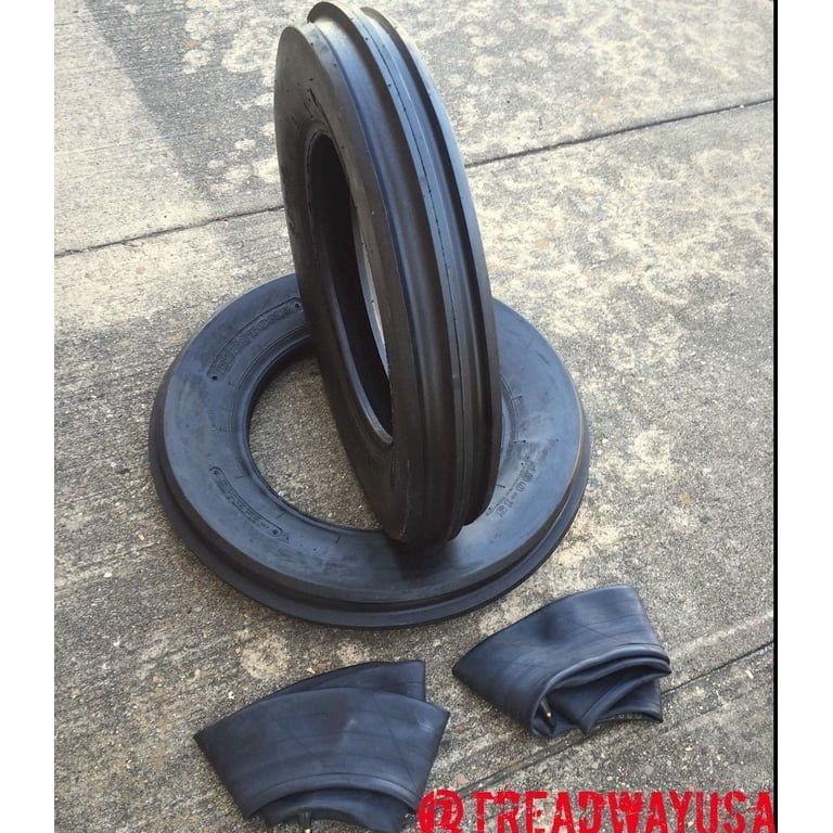 Deestone 4.00-19 Tractor Tires with Tubes, Tri Rib F2, 400-19, 8N