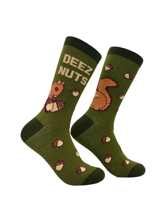 Deez Nuts Socks Funny Sarcastic Squirrel Graphic Novelty Footwear for Men