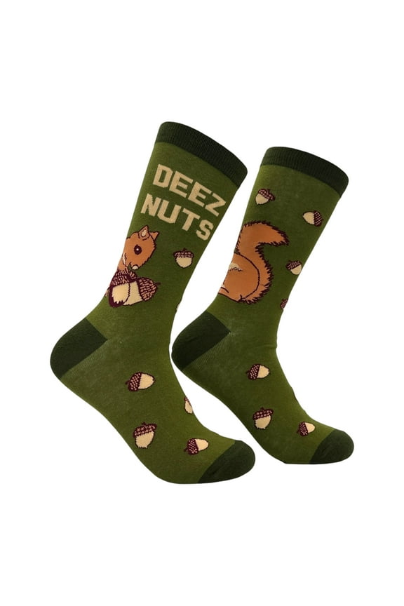 Deez Nuts Socks Funny Sarcastic Squirrel Graphic Novelty Footwear for Men