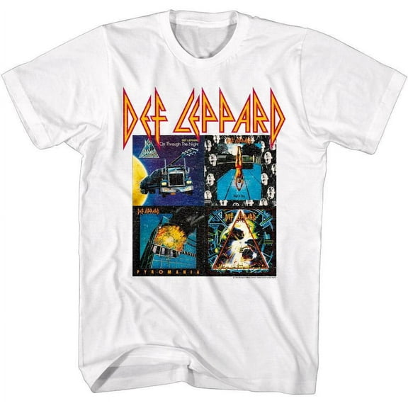 Def Leppard 80s Albums Men's T Shirt (White, Adult2XL)