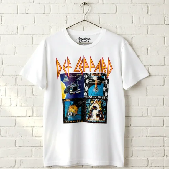 Def Leppard 80s Albums Men's T Shirt (White, Adult2XL) (White, AdultS)