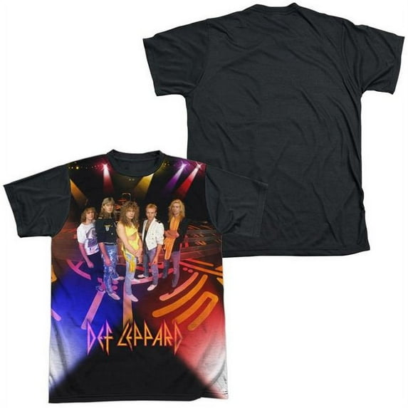 Def Leppard 80s Heavy Metal Band On Stage Adult Black Back T-Shirt Tee