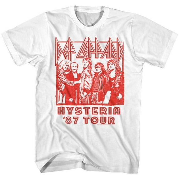 Def Leppard Hysteria Tour '87 Men's T Shirt (White, Adult6XL)