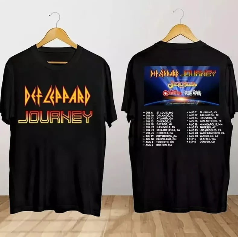 Def Leppard Shirt Def Leppard & Journey Summer Stadium Tour 2024 Signature T -Shirt - 3 Styles, Black Cotton Def Leppard Posters - Foto 9