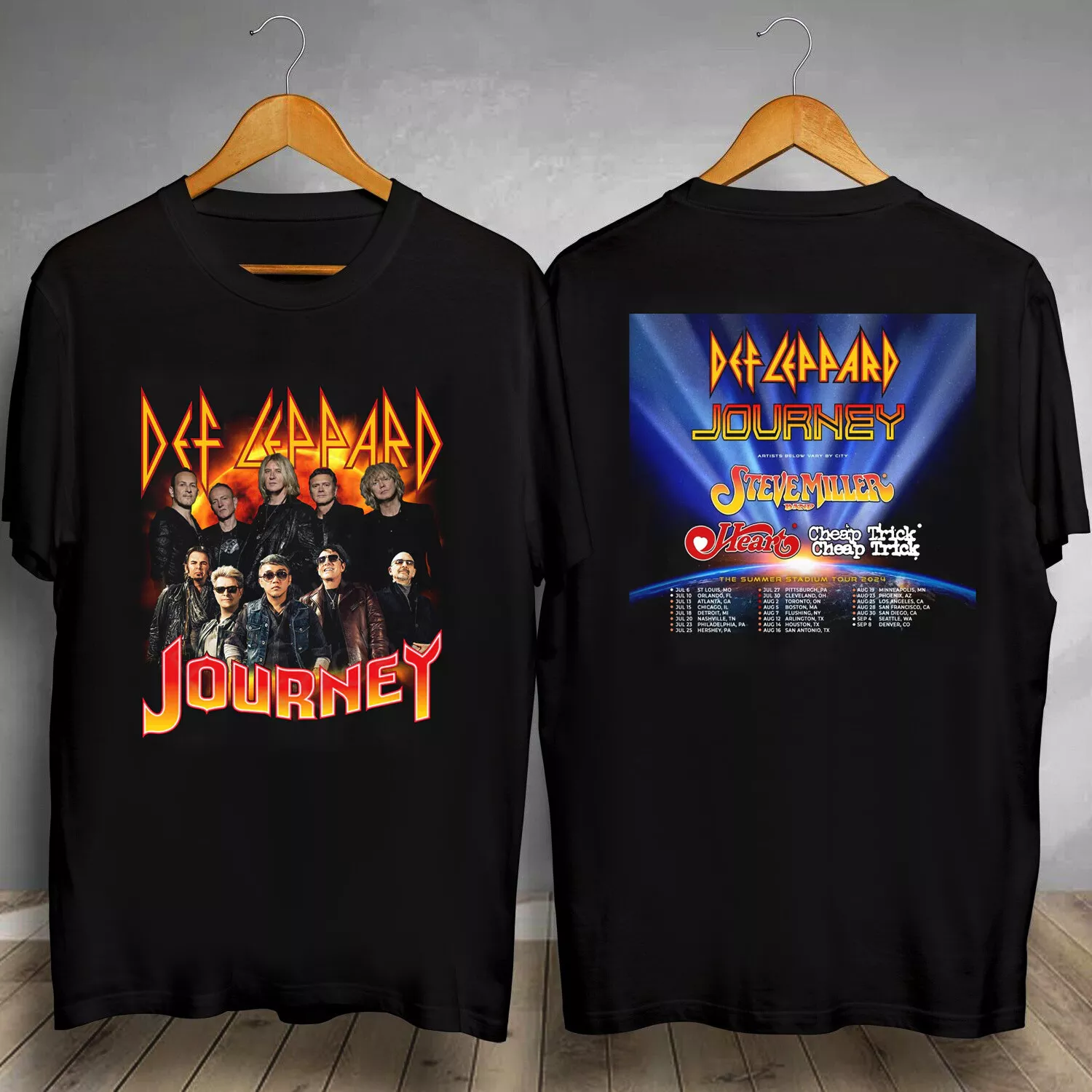 Def Leppard And Journey Summer Stadium Tour 2024 T Shirt Concert Music