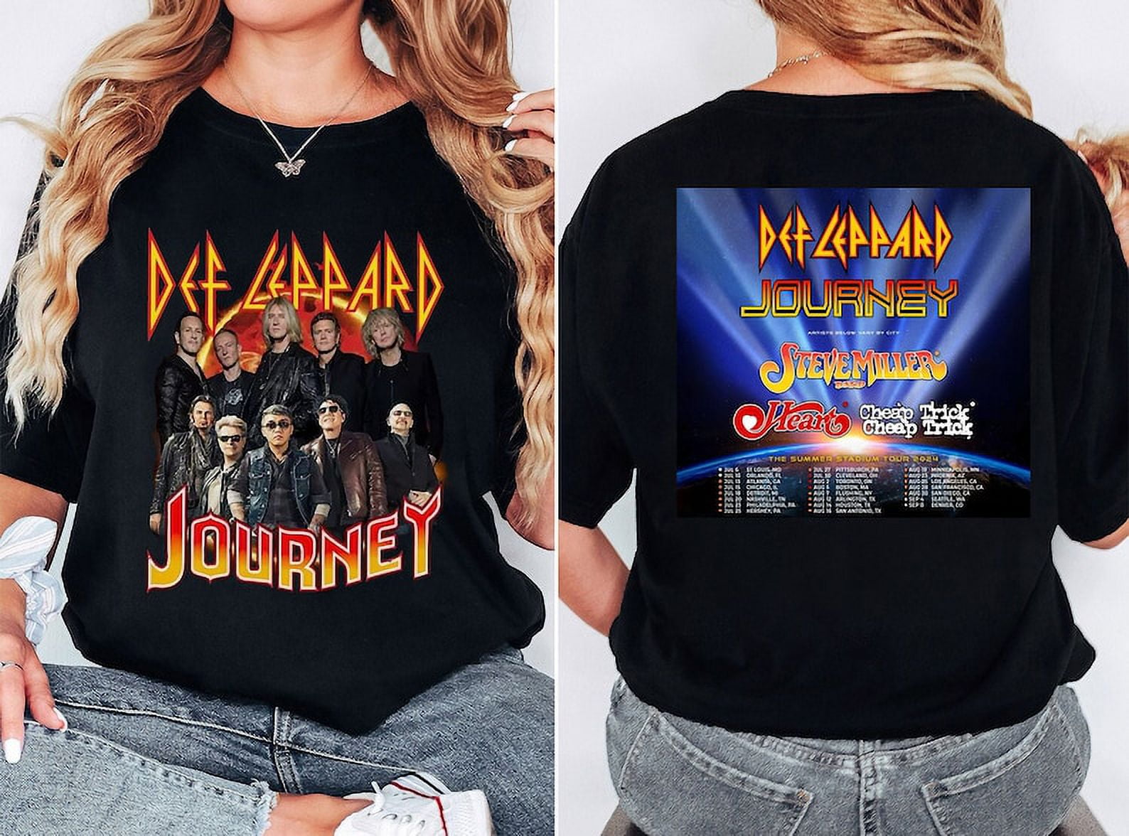 Def Leppard And Journey Summer Stadium Tour 2024 T Shirt, Journey Band ...