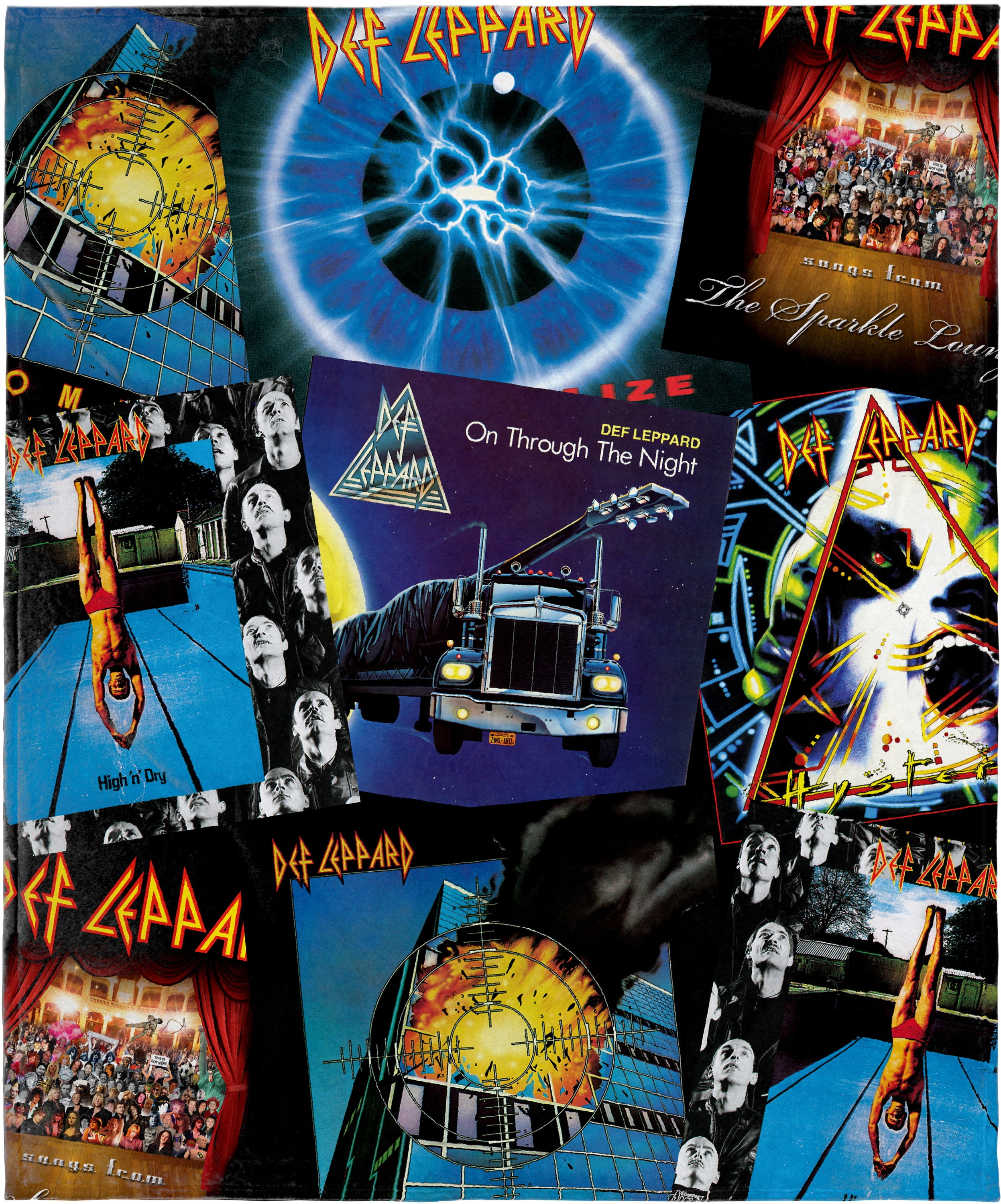 Def Leppard Blanket Album Collage Music Band Fleece Throw Blanket