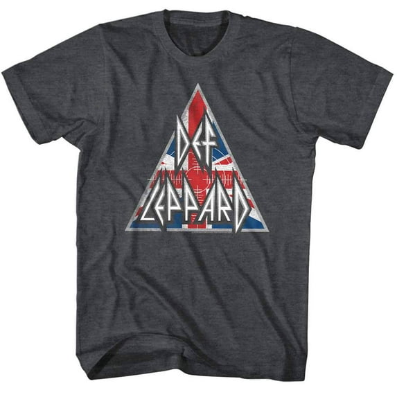 Def Leppard Union Jack Logo Men's T Shirt (CharcoalHeather, Adult3XL)