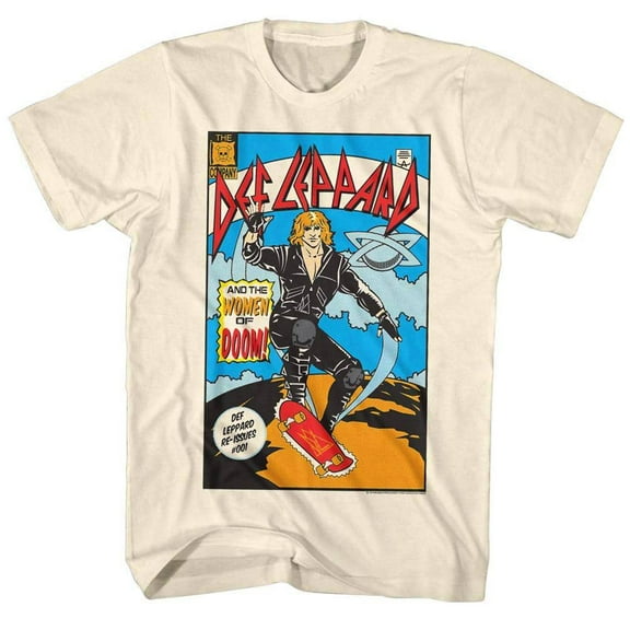Def Leppard Women of Doom Comic Men's T Shirt (Ivory, Adult4XL)