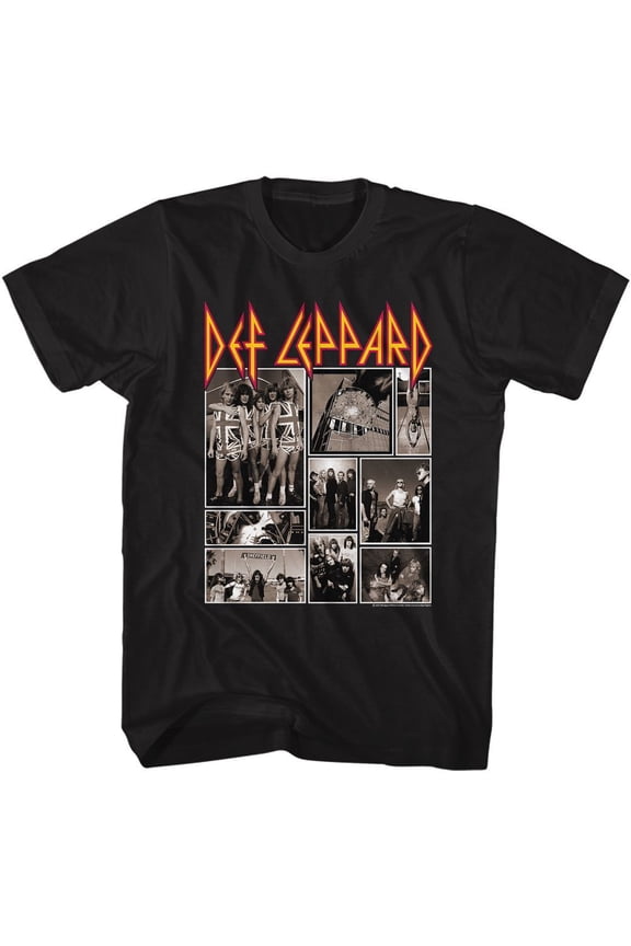 Def Leppard Def Collage Black Adult T-Shirt