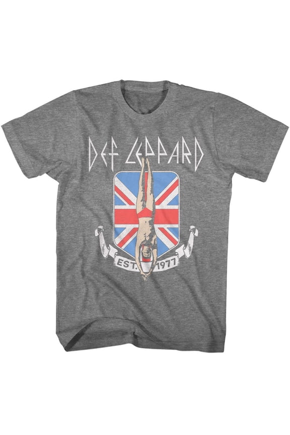 Def Leppard Diver Union Jack Graphite Heather T-Shirt