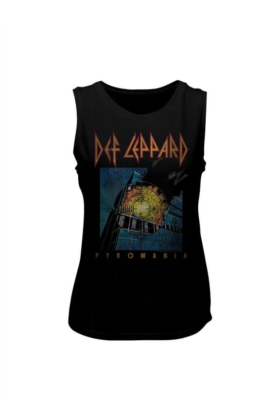 Def Leppard English Rock Heavy Metal Band Faded Pyromania Ladies Muscle Tank Top