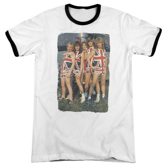 Def Leppard Flag Photo Adult Ringer T-Shirt White/Black
