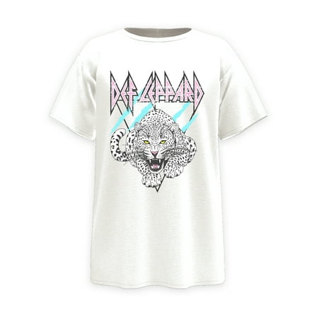 Def Leppard 1987 Retro Cover, Girls Apparel Graphic Crew Neck Short Sleeves T-Shirt, Sizes 4-18