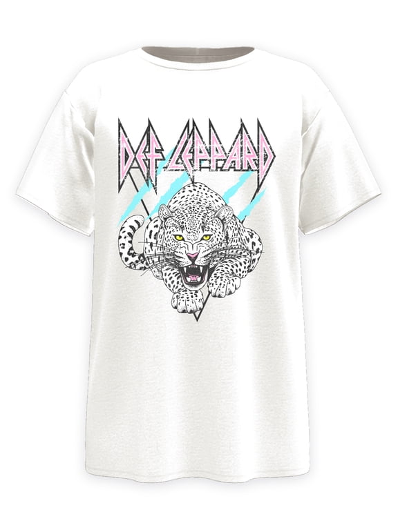 Def Leppard 1987 Retro Cover, Girls Apparel Graphic Crew Neck Short Sleeves T-Shirt, Sizes 4-18