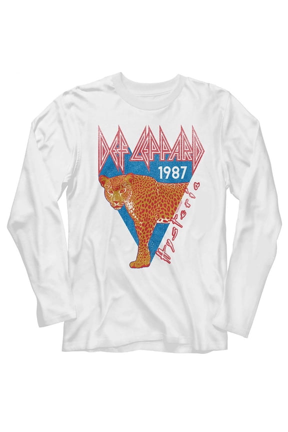 Def Leppard Half Leopard White Adult Long Sleeve T-Shirt
