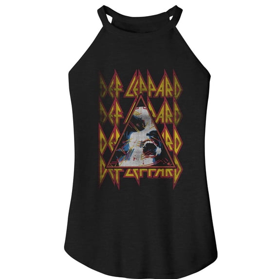 Def Leppard Hysteria Face and Logos Black Women's Sleeveless Rocker Tank Top