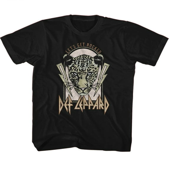 Def Leppard Lightning Bolts Lets Get Rocked Black Kids T-Shirt