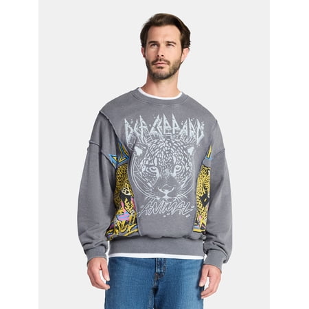 Def Leppard Men's Crewneck Sweatshirt with Long Sleeves, Sizes S-3XL
