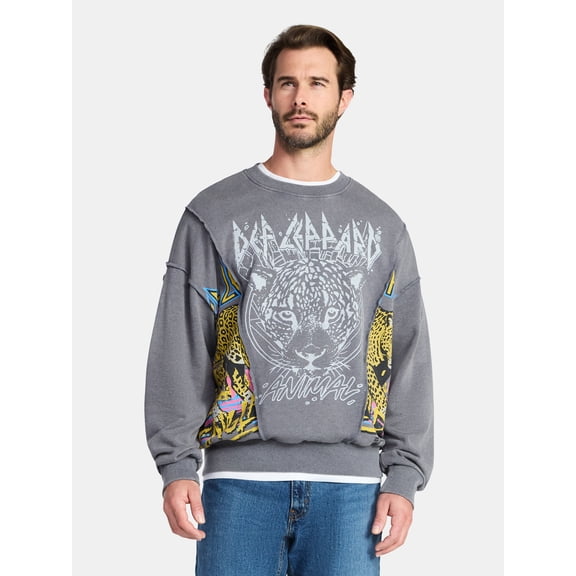 Def Leppard Men's Crewneck Sweatshirt with Long Sleeves, Sizes S-3XL