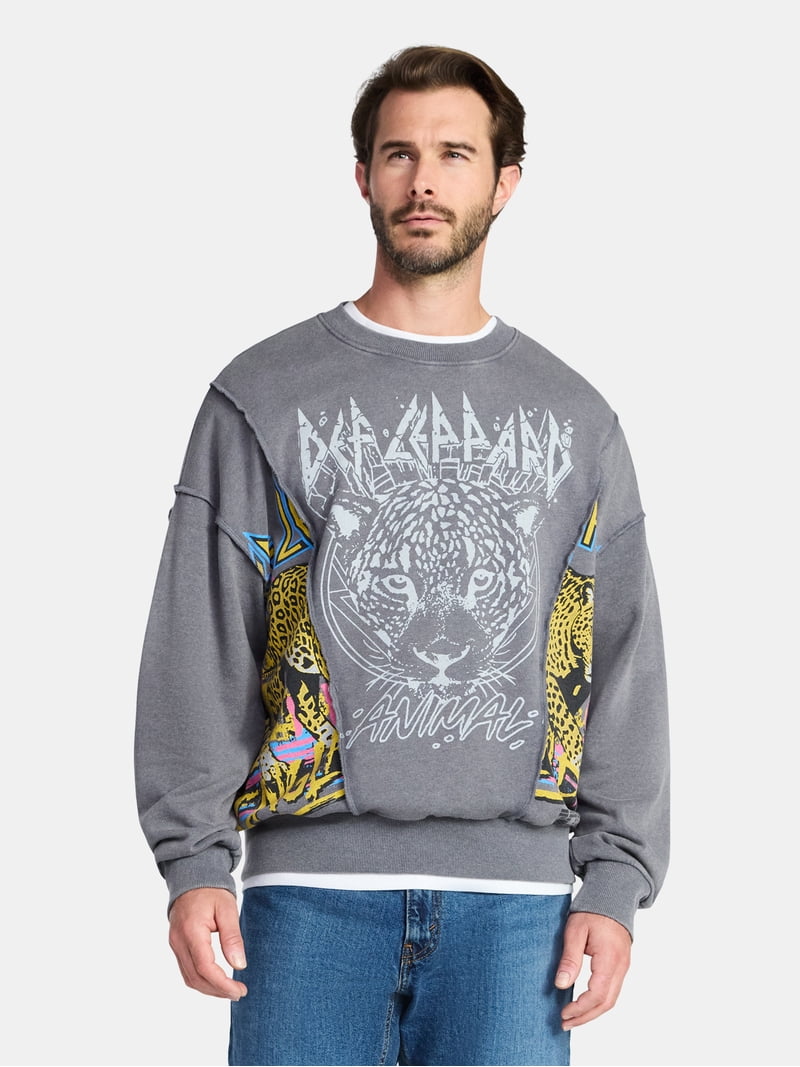 Def Leppard Men's Crewneck Sweatshirt with Long Sleeves, Sizes S Def Leppard Men's Crewneck Sweatshirt with Long Sleeves, Sizes S