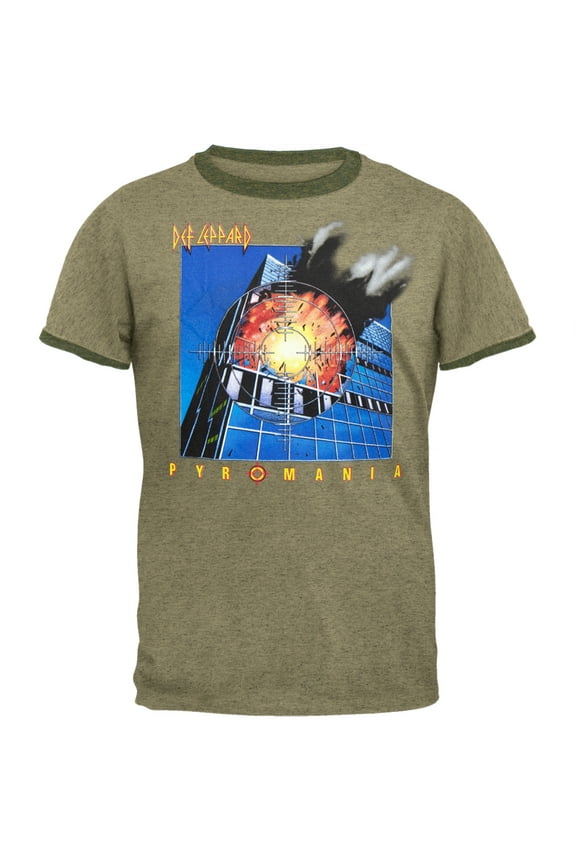 Def Leppard Men's Pyromania Soft Adult Ringer Short Sleeve T Shirt