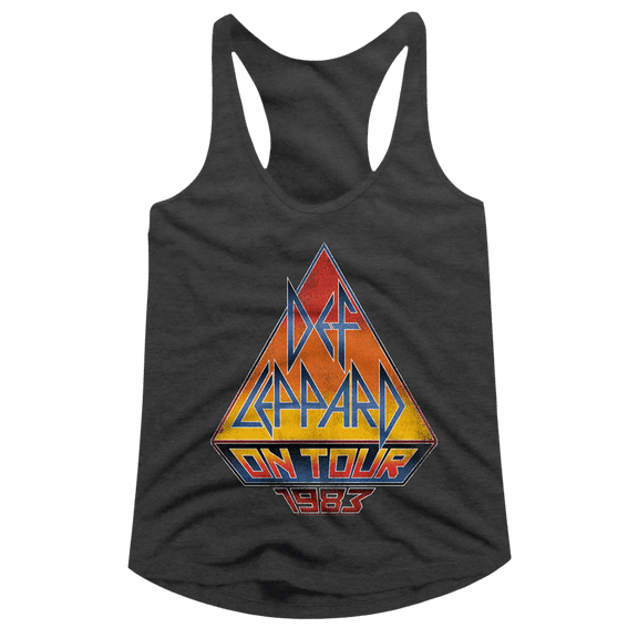 Def Leppard On Tour 83 Dark Gray Heather Womens Racerback Tank Top Tee