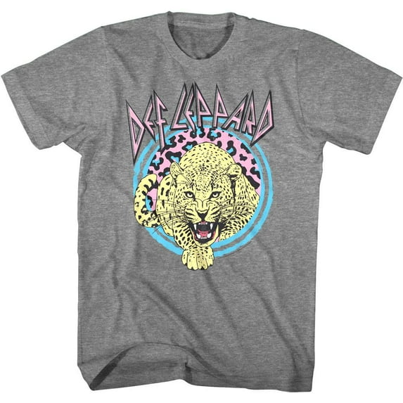 Def Leppard Pastel Leopard Men's T Shirt (GraphiteGrayHeather, Adult5XL)