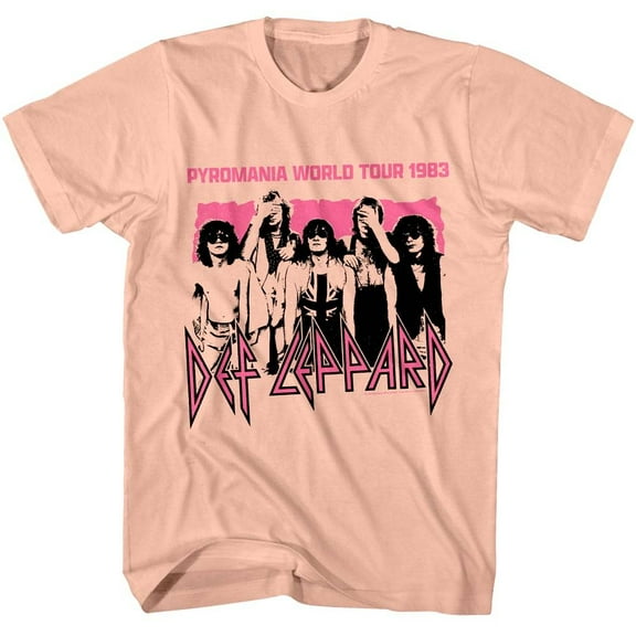 Def Leppard Pyromania World Tour 1983 Men's T Shirt (Peach, AdultS)