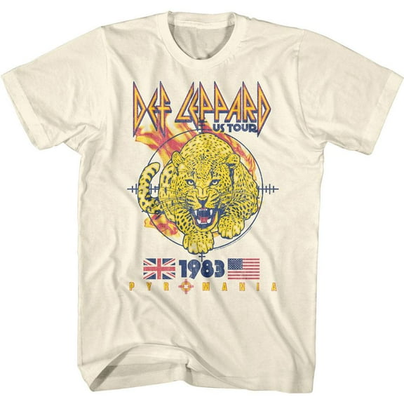 Def Leppard Pyromania Leopard 83 Men's T Shirt (Ivory, Adult4XL)