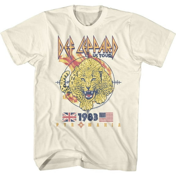 Def Leppard Pyromania Leopard Natural Adult T-Shirt