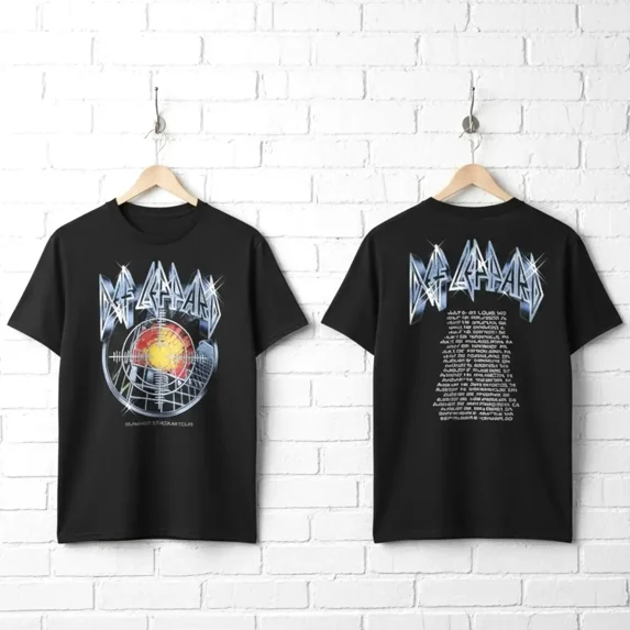 Def Leppard Pyromania Summer Stadium Tour Men's T Shirt (Black, AdultS)