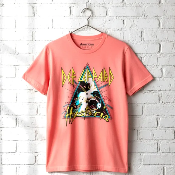 Def Leppard Hysteria Men's Pink T Shirt ()