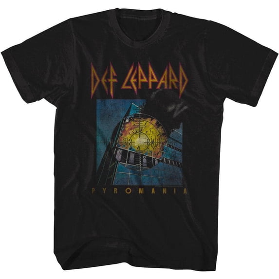 Def Leppard Rock Band Pyromania Album Cover Faded Look Adult Short Sleeve T-Shirt Graphic Tee