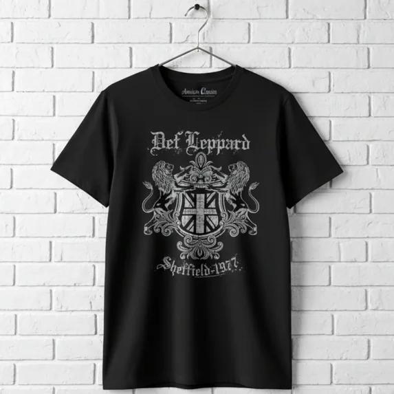 Def Leppard Sheffield Crest Men's T Shirt (Black, Big&TallLT) (Black, Adult5XL)
