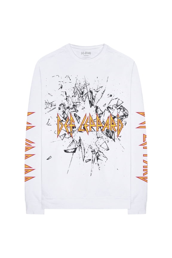 Def Leppard Unisex Long Sleeve T-Shirt Shatter (Sleeve Print) (Medium)