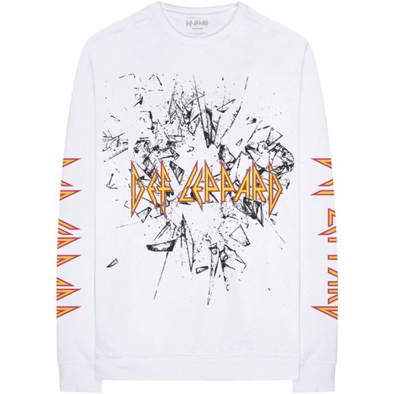 Def Leppard Unisex Long Sleeve T-Shirt Shatter (Sleeve Print) (X-Large)