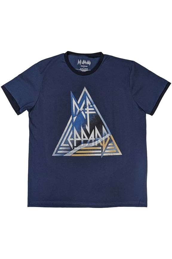 Def Leppard Unisex Ringer T-Shirt: Triangle Logo (X-Large)