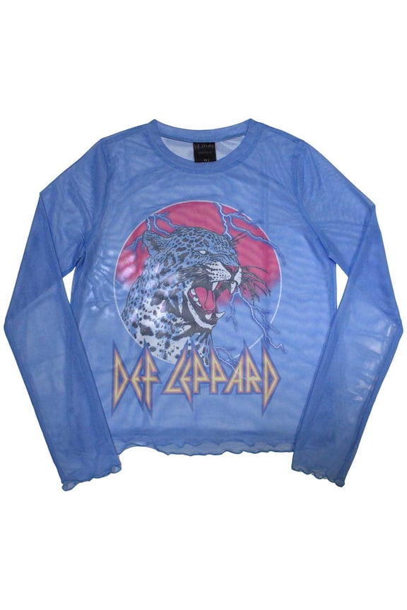Def Leppard Women's Long Sleeve T-Shirt: Lightning Leopard (Mesh) (XX-Large)