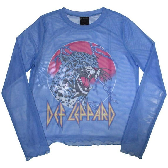 Def Leppard Women's Long Sleeve T-Shirt: Lightning Leopard (Mesh)