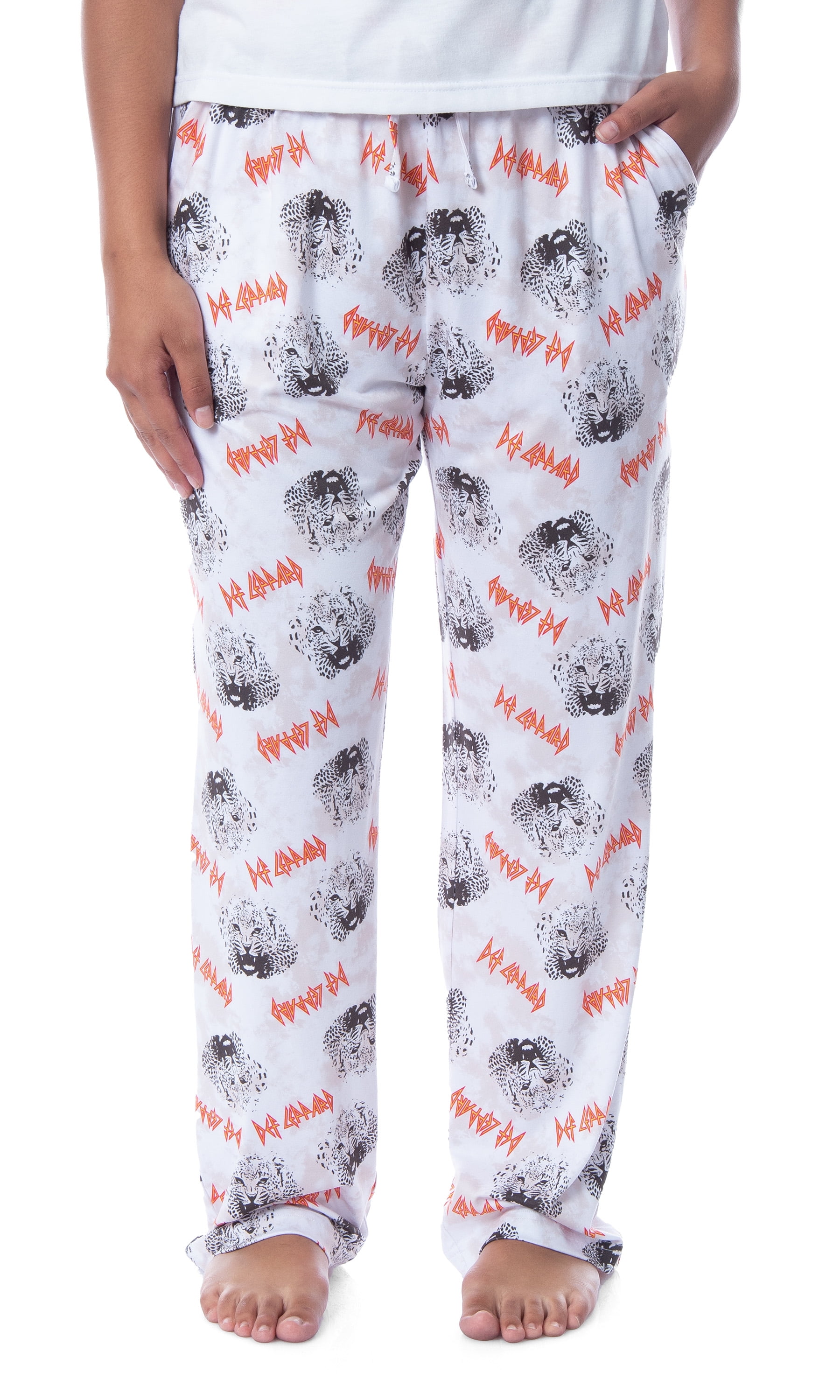 Def Leppard Womens' Rock Band Logo Leopard Toss Print TieDye Pajama