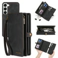 thumbnail image 1 of Defencase for Samsung Galaxy A15 Case for Women Men, Removable Durable PU Leather Magnetic Flip Strap Wristlet Zipper Purse Card Holder Detachable Wallet Phone Cases for Samsung Galaxy A15, Black, 1 of 7