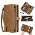 thumbnail image 1 of Defencase for Samsung Galaxy S20 FE Case for Women Men, Removable Durable PU Leather Magnetic Flip Strap Wristlet Zipper Purse Card Holder Detachable Wallet Cases for Samsung Galaxy S20 FE, Brown, 1 of 9