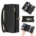 thumbnail image 1 of Defencase for iPhone 15 Pro Max Case for Women Men, Removable Durable PU Leather Magnetic Flip Strap Wristlet Zipper Purse Card Holder Detachable Wallet Phone Cases for iPhone 15 Pro Max, Black, 1 of 6