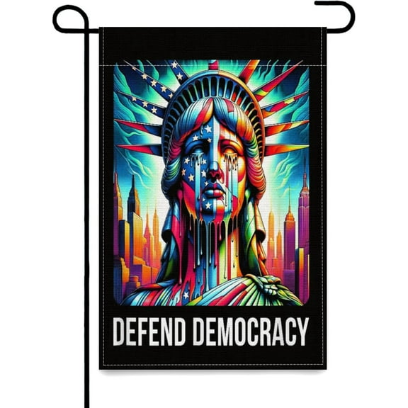 Defend Democracy Yard Flag,12x18 in Double Sided Garden Flags Tapestry for Part Decoration Home Holiday Outside